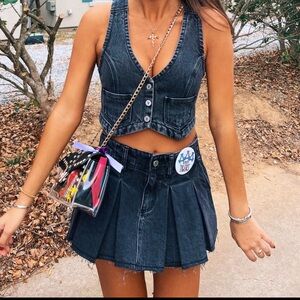 Black Denim Skirt (matching top listed)